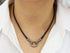 Greek Leather Necklace w/ Pave Diamond Hook Snap Clasp/Carabiner, (DCHN-43)